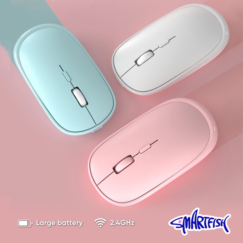 Smartfish Wireless Optical Mouse Warna Macaron dengan desain minimalis