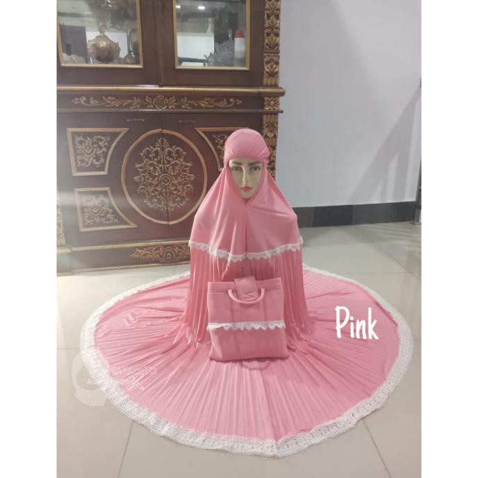 Ori&Terjamin Mukena Dewasa Kaos Jersey Plisket Warna