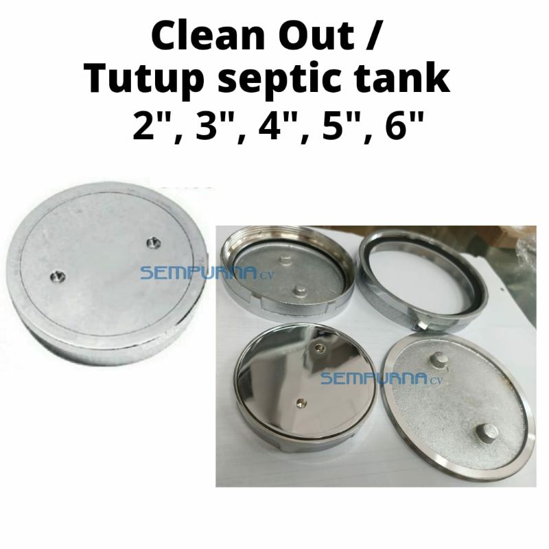Clean out 2" 3" 4" 5" 6" tutup septic tank bak kontrol kuningan chrome krom