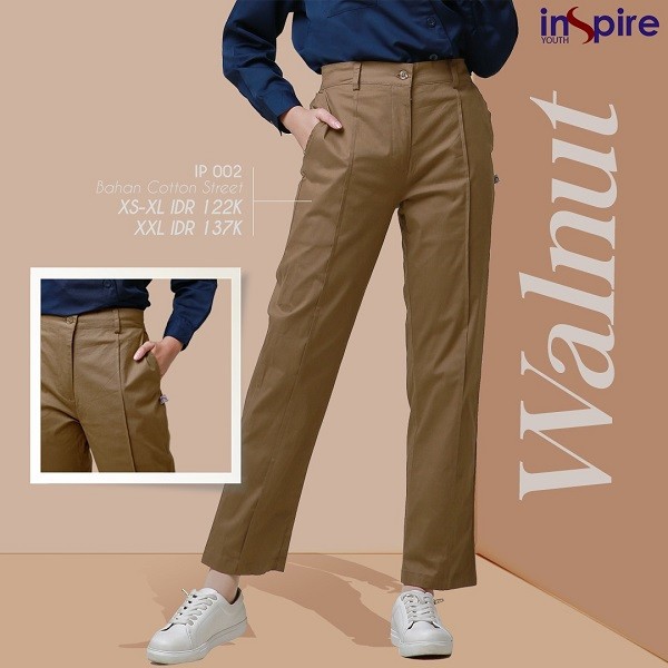 INSPIRE PANTS IP 02 BAHAN COTTON STREET CELANA PANJANG BAWAHAN MUSLIMAH POLOS FORMAL