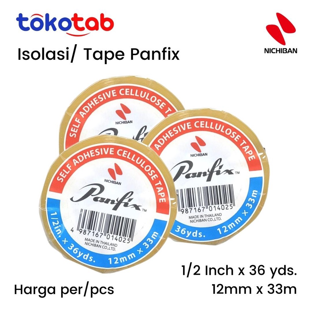 

Tokotab - Isolasi Tape PANFIX Desk Tape 1/2 Inch x 36 Yds. | 12mm x 33 Meter