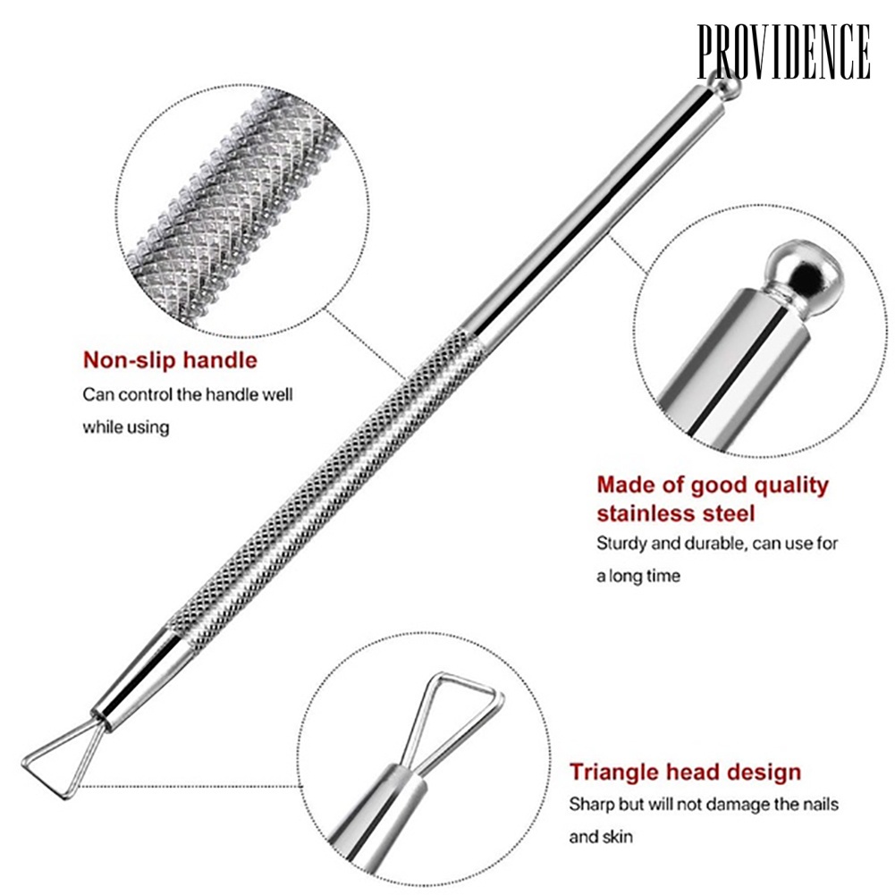 Alat manicure pedicure cuticle pusher perawatan pembersih kuku pendorong kutikula kulit mati dual end pusher nail gel polish remover meni pedi bahan stainless steel