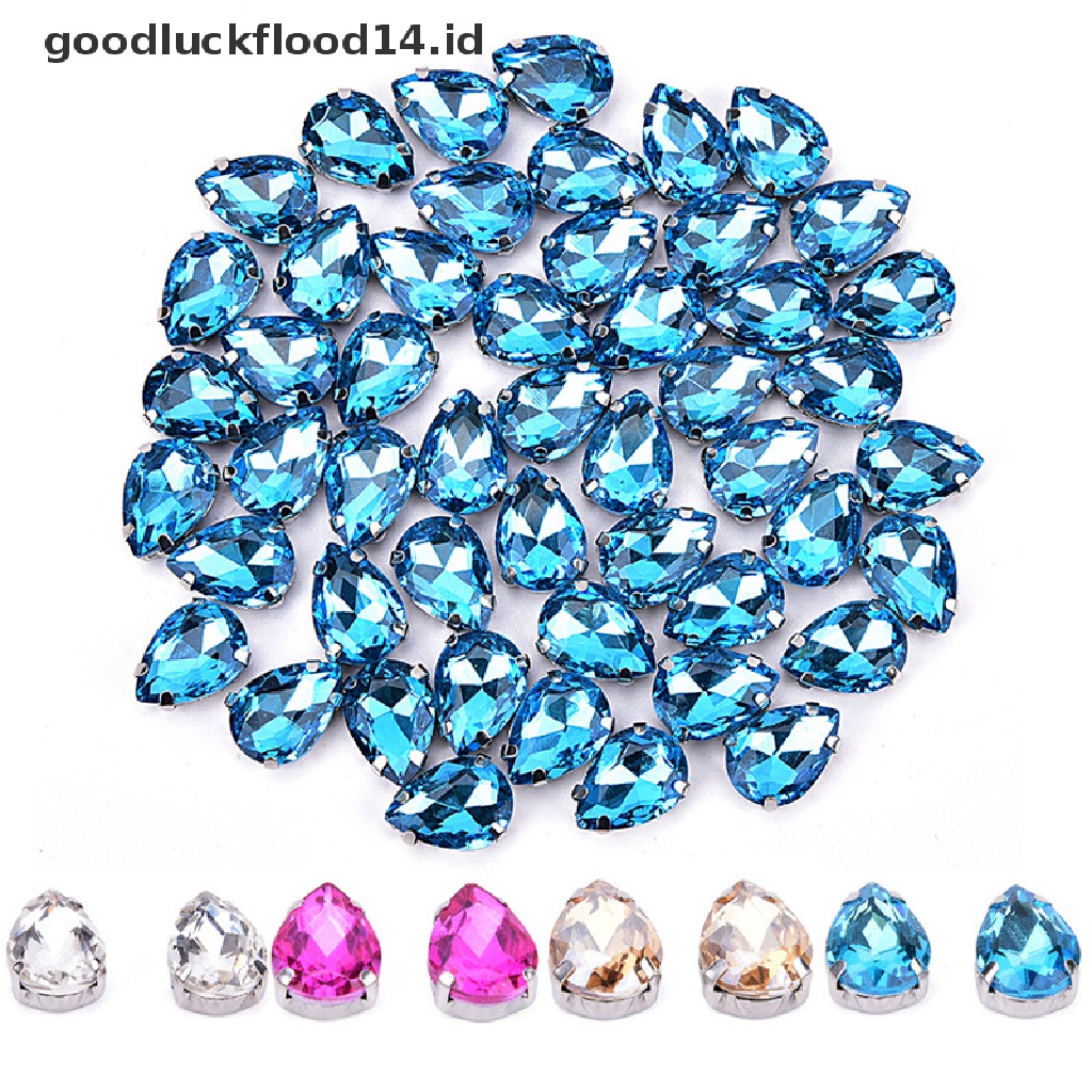 [OOID] 50x Drops of Water Glass Rhinestone DIY Clothing Accessories Applique Sewing On ID