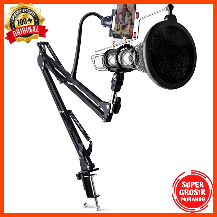 Stand Microphone TaffSTUDIO dengan Holder Smartphone 360 Professional Set NB-35