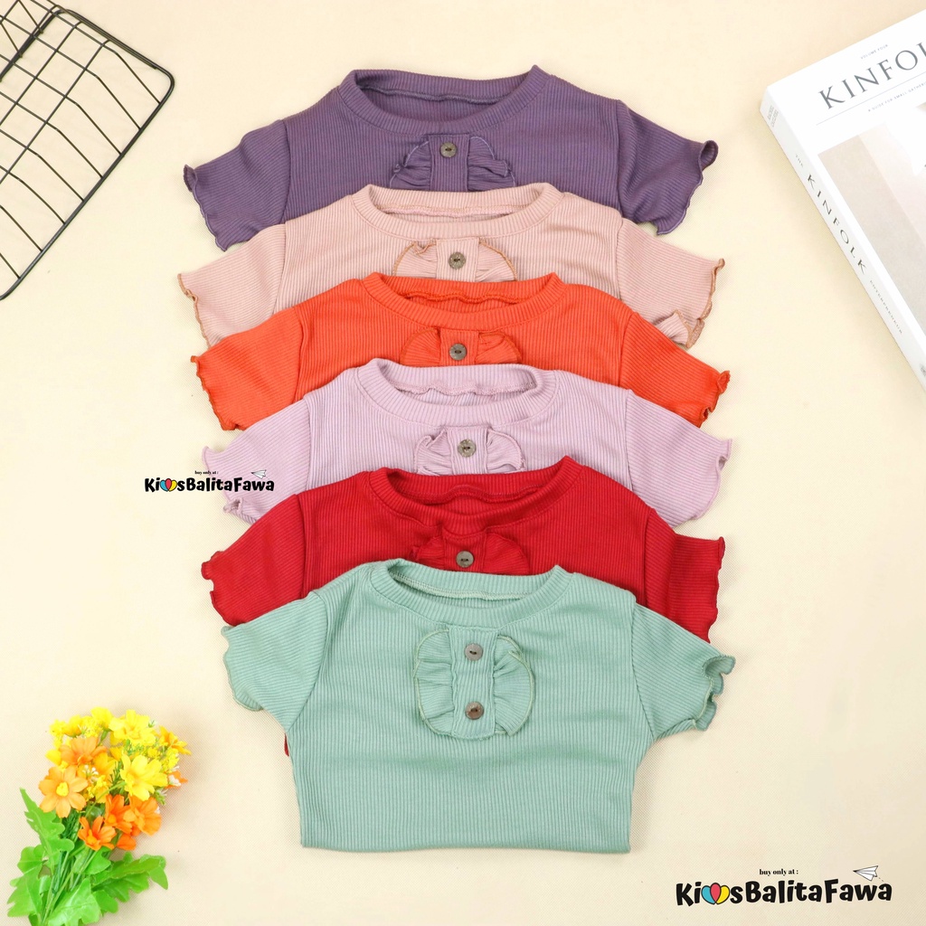 Alesha Knit Wear uk 2-5 Years / Kaos Anak Balita 2-5 Tahun Blouse Atasan Polos Perempuan Bahan Cotton Rib Tebal Stretch