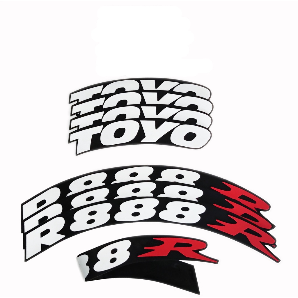 Toyo R888 Sticker Dekorasi Velg Mobil Bahan Karet Anti Air Motif Tulisan Racing 3D