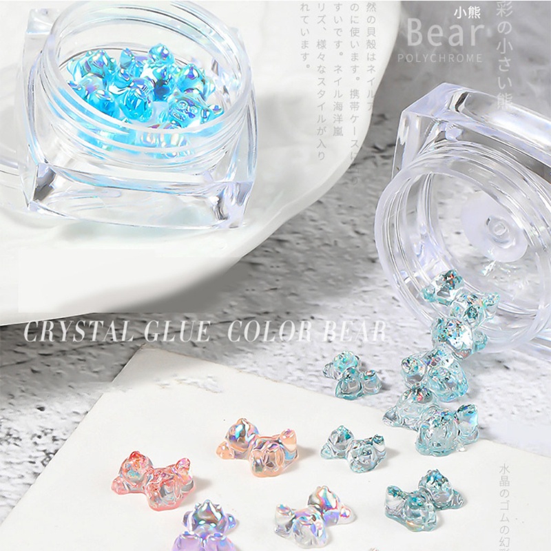 Siy 6pcs Ornamen Beruang 3d 3 Ukuran Bahan Resin Untuk Dekorasi Nail Art Diy