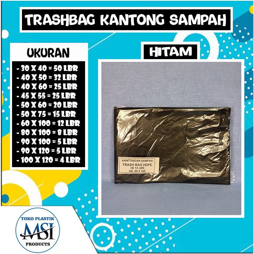 Kantong Sampah Hitam Uk. 40x60/45x55/50x75/60x100/80x100/90x100/90x120/100x120 | Warna Hitam sampah Uk.40x60/45x55/50x75/60x100/80x100/90x100/90x120/100x120 Plastik sampah Hitam - Trash Bag Hitam Murah - Trashbag Hitam Murah (Harga untuk 1 pack)