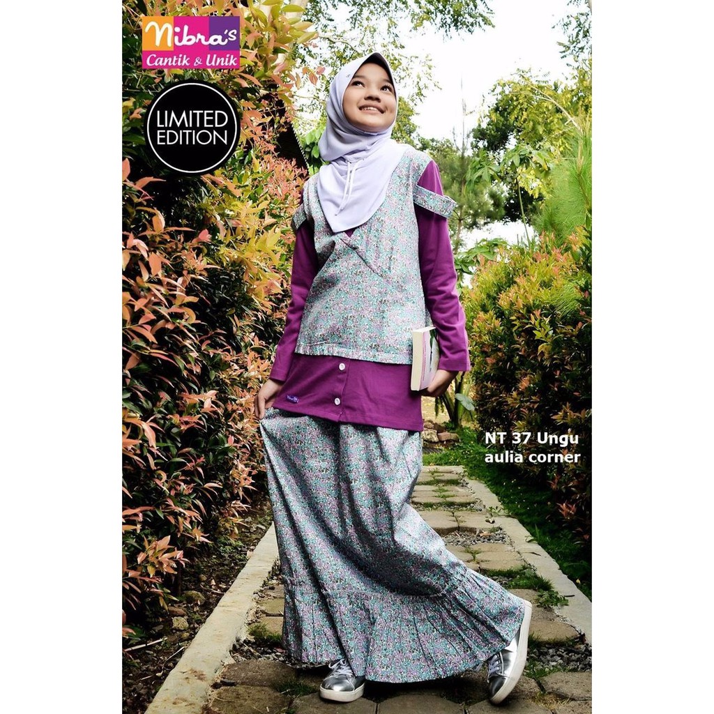 EKSLUSIF Model Gamis Anak Nibras NT 37 Ungu Gamis Remaja Setelan