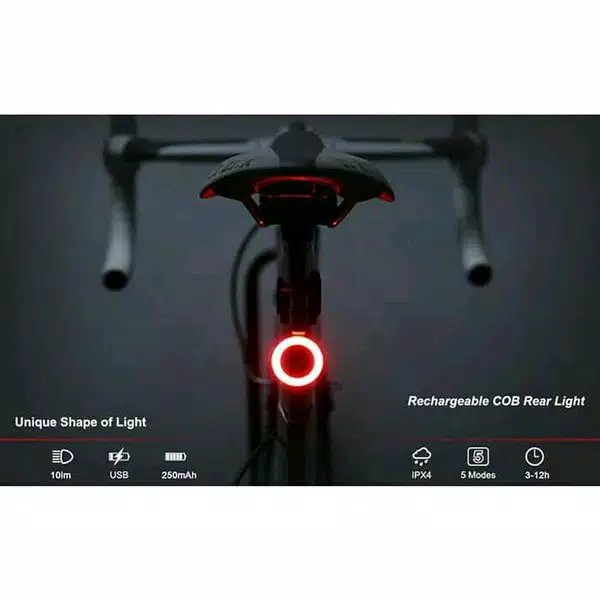 Jual Lampu Belakang Sepeda LED Bentuk Bulat Dengan USB Bisa Diisi Ulang