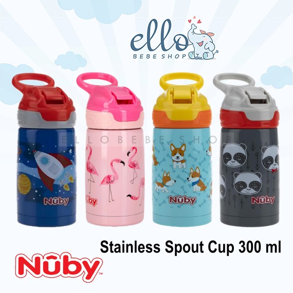 ❤ ELLOBEBE ❤ Nuby Stainless Spout Cup 300 ml / Botol minum anak NUBY / botol minum lucu