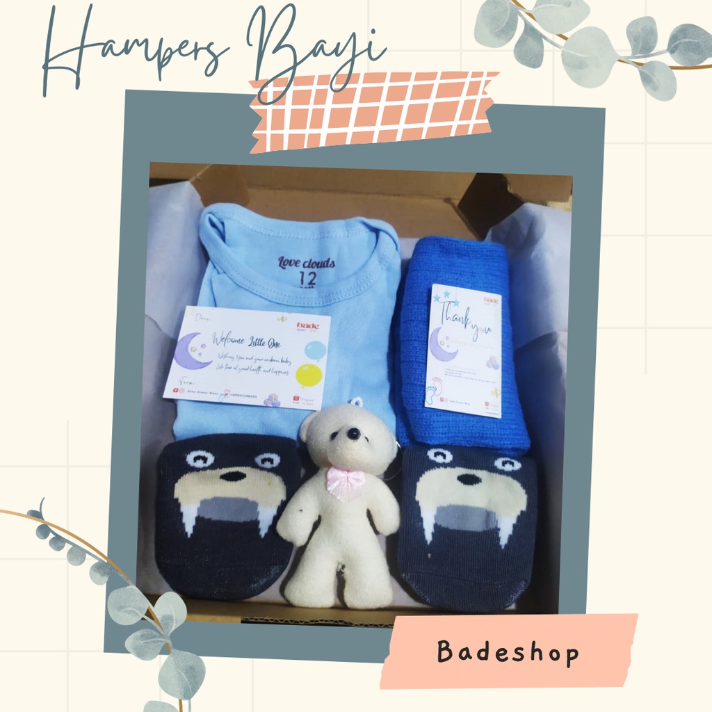 hampers baju bayi Unisex / kado bayi  / kado sepatu bayi / parsel murah /hampers baby/ kado baby / hampers bayi / hampers new born / kado lahiran / hampers lahiran / hampers / kado-Hemat Biru KA