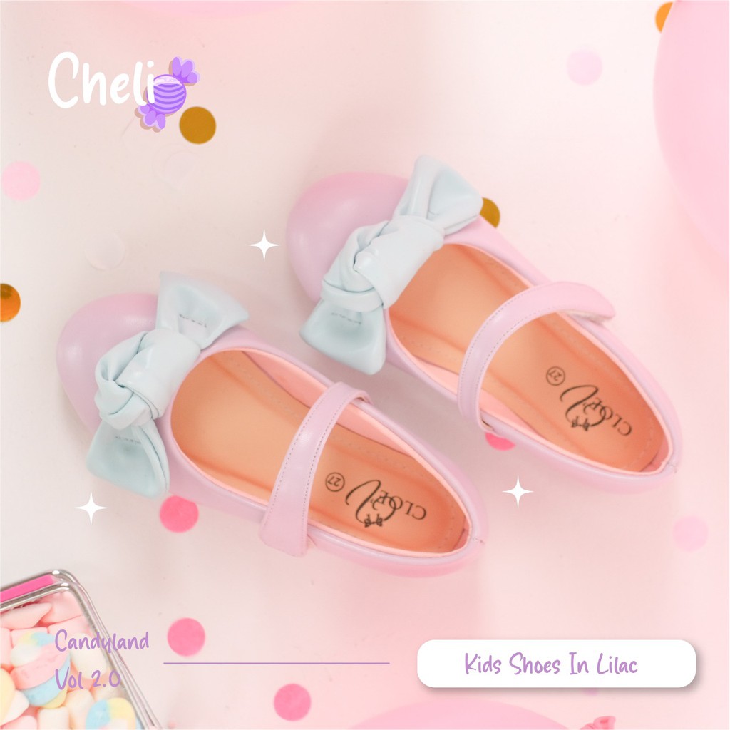 CLOEVKIDS - Cheli Size 22-35 Flatshoes Sepatu Anak Pesta Ballet Pita pastel