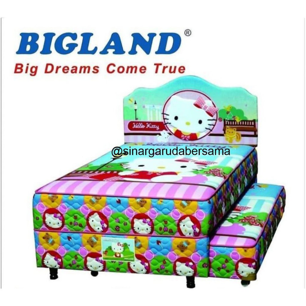 BIGLAND 2IN1 SPRING BED ANAK KARAKTER HELLO KITTY / SPRINGBED MERK BIGLAND ANAK PEREMPUAN