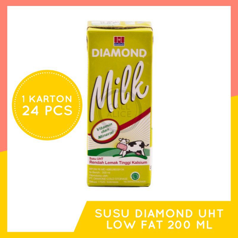 

Susu DIAMOND MILK UHT LOW FAT HIGH CALCIUM Karton 200ml isi 24 pcs