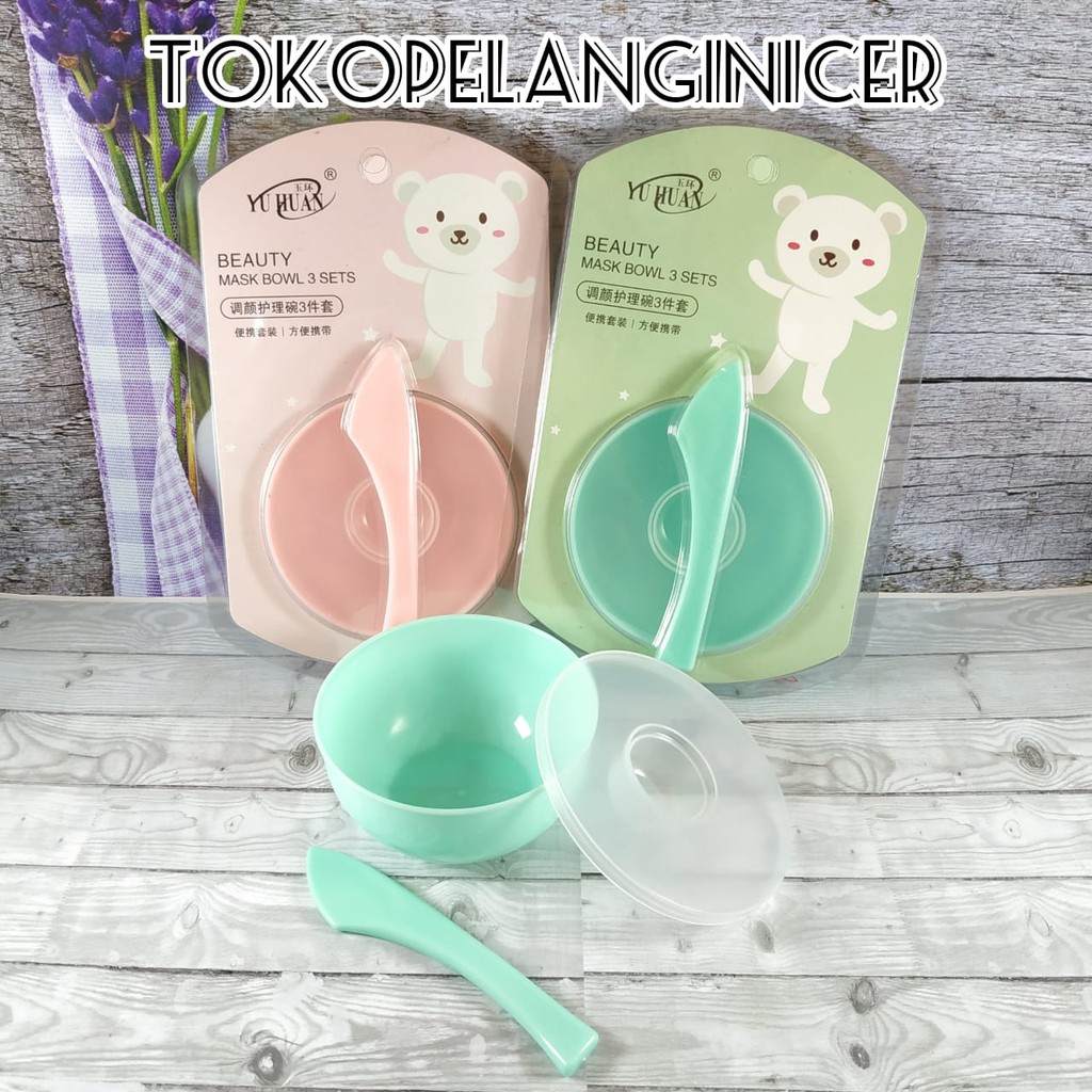 Tempat / Wadah Mangkok Masker Set + Sendok Spatula Tokopelanginicer