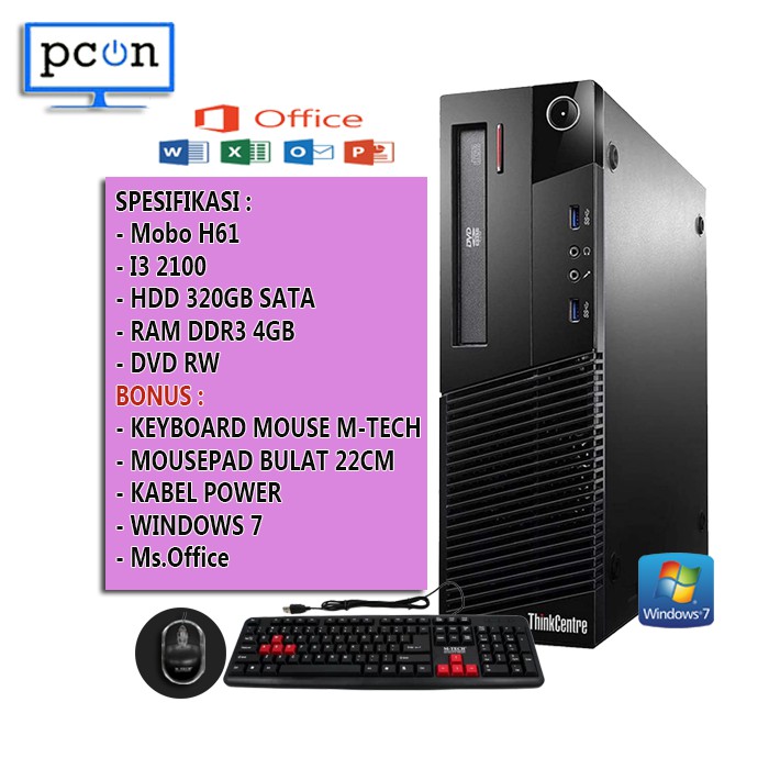 PC KOMPUTER PC BUILT UP SLIM LENOVO THINKCENTRE I3 2100 LCD 19&quot; SPC