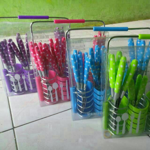 (Sisa PINK) Sendok set polkadot..PACKING AMAN..