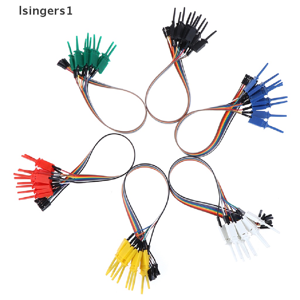 (lsingers1) 10pcs / Set Test Hook / Jepit Buaya 300mm Untuk Kabel Logic Analyzer