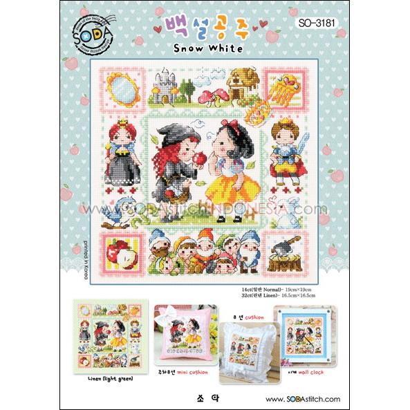 Paket DIY Craft Sulam Kristik Cross Stitch Sodastitch SO-3181 - Snow White Princess Putri Salju