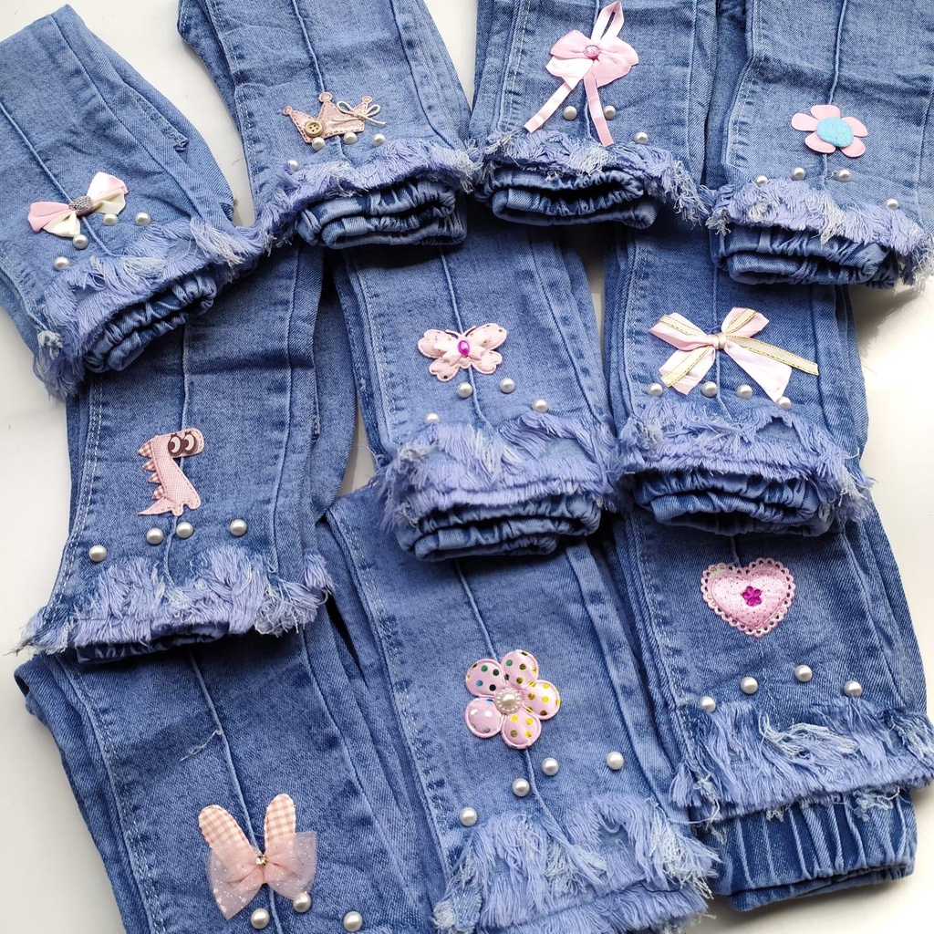 Celana Jeans Import Mutiara Rawis Anak Perempuan Cewek 2 3 4 5 6 Tahun Premium