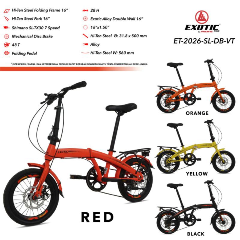 Sepeda Lipat 16 Exotic ET 2026 SL DB VT