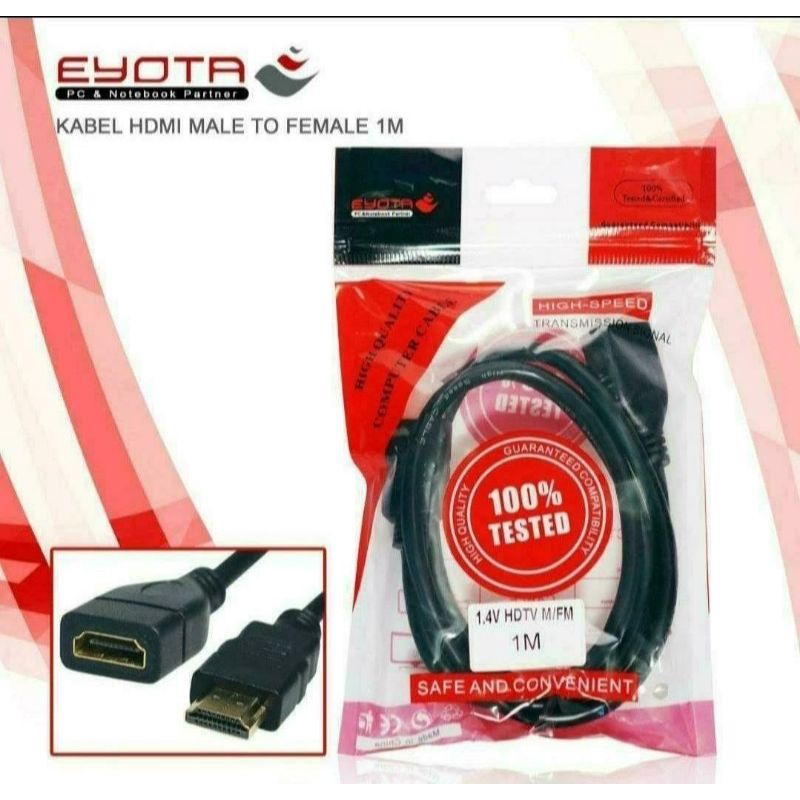 EYOTA KABEL HDMI EXTENSION 1 METER  / KABEL HDMI PERPANJANGAN / KABEL HDMI MALE  TO HDMI FEMALE 1 ME