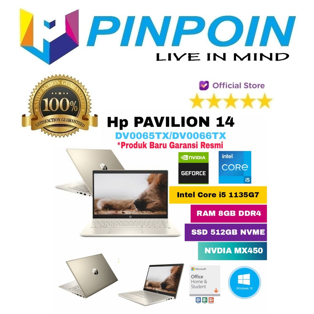 Laptop Hp Pavilion 14 Dv0065TX Dv0066TX i5-1135G7 8GB 512GB MX450 IPS