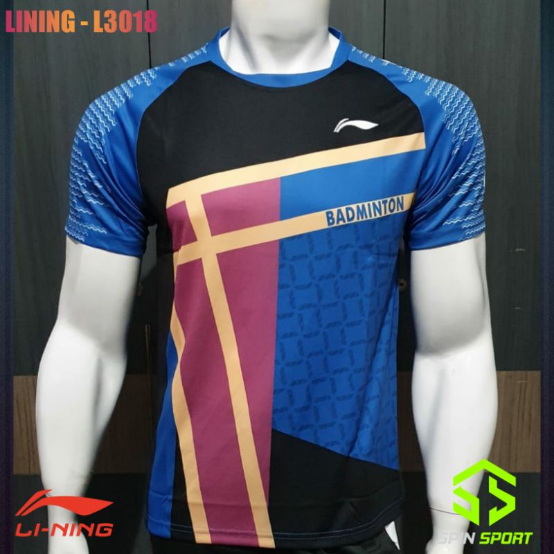 [L3018] Kaos Baju Lining Li-Ning Import Premium Badminton Bulutangkis Tenis Meja Pingpong 3018