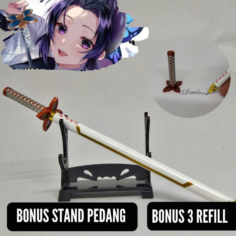 

BOLPOIN PEDANG SHINOBU KIMETSU NO YAIBA BONUS 3 ISI PULPEN