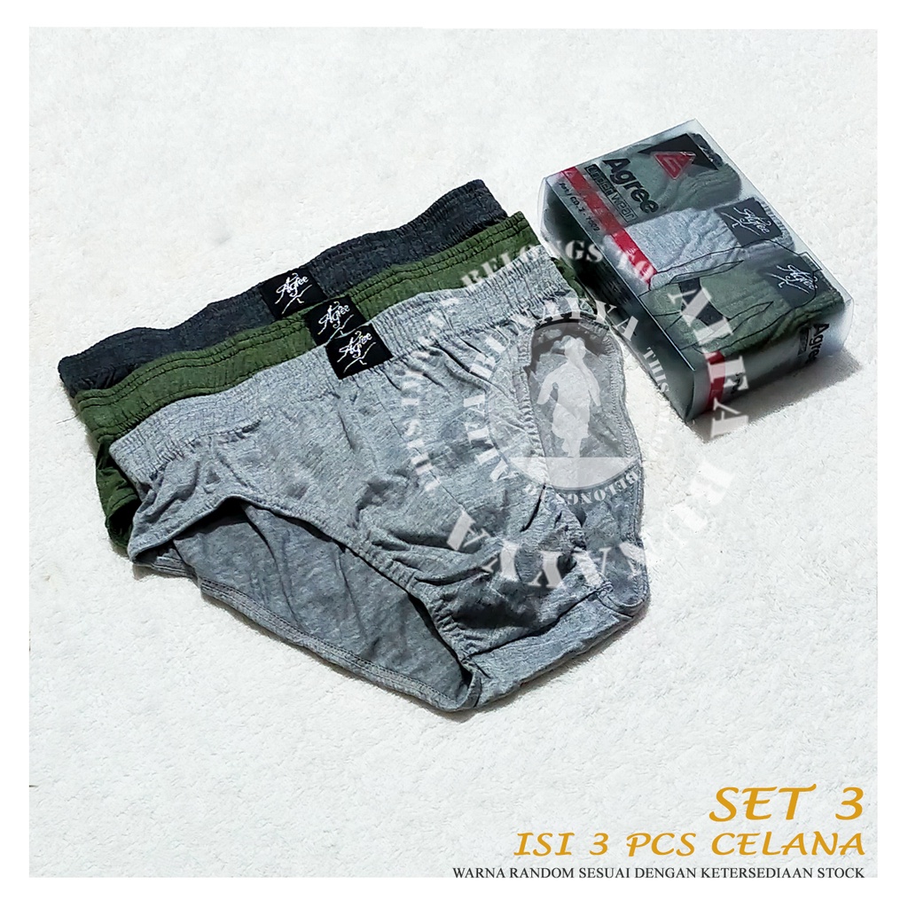 3 Pcs Celana Dalam Pria AGREE SPORT - MIDI BRIEF - CD Underwear Pakaian Dalam AB70AGS02