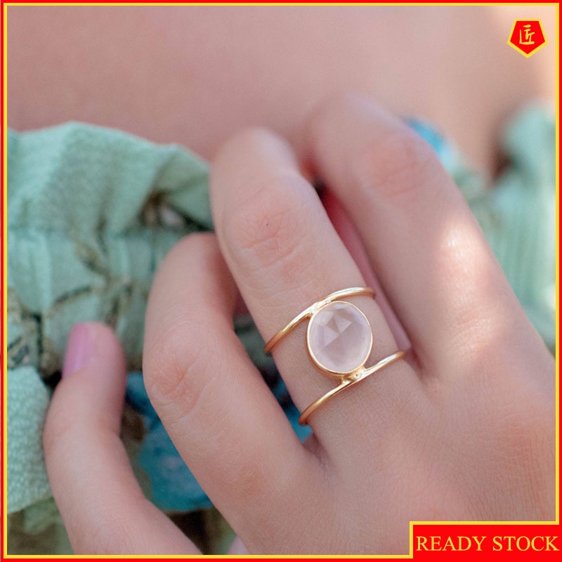 [Ready Stock]Gold round Shell Gold Ring Simple Fashion