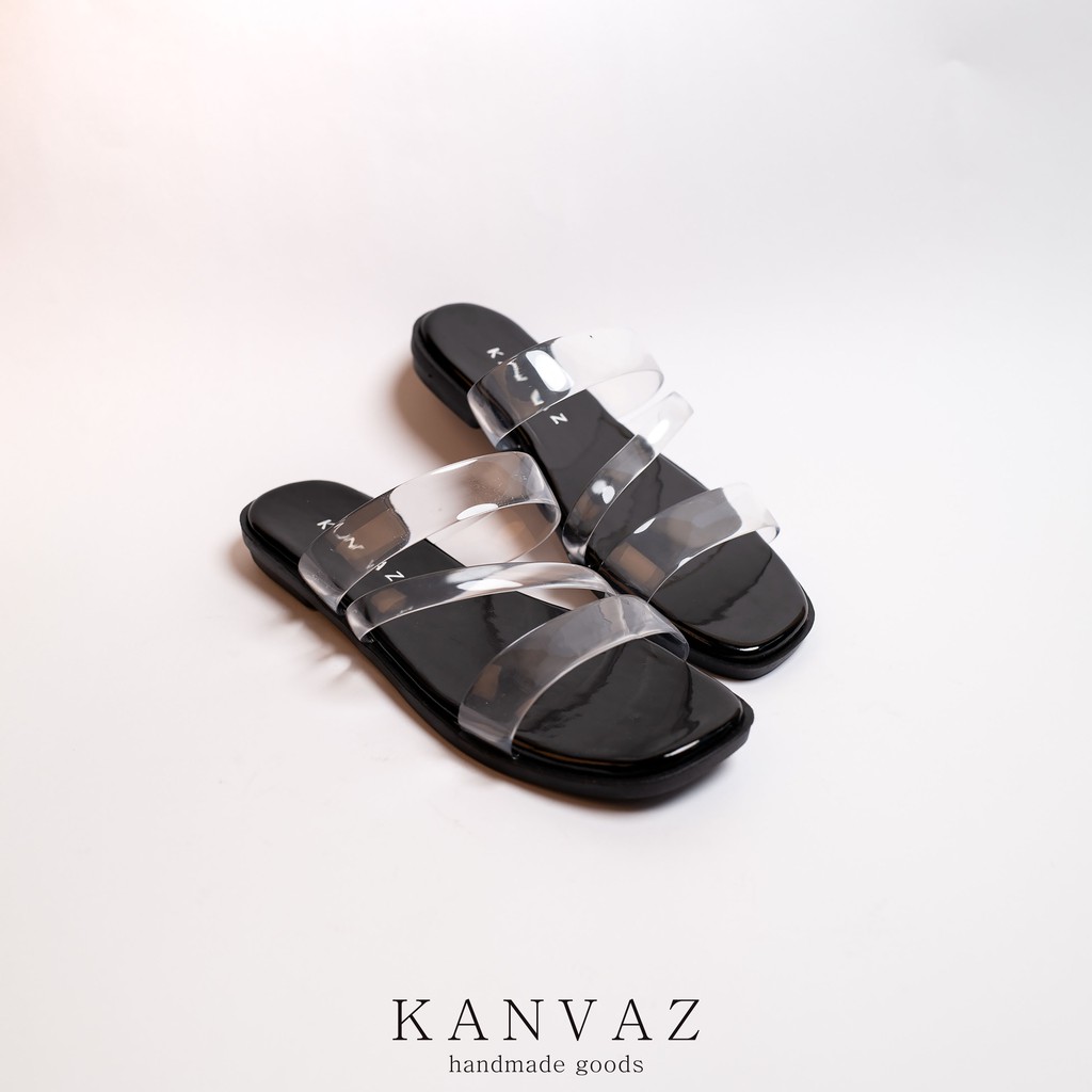 DIVA | SANDAL TEPLEK JELLY TRANSPARAN - SENDAL WANITA / Sandal Slop Cewek Murah-HITAM