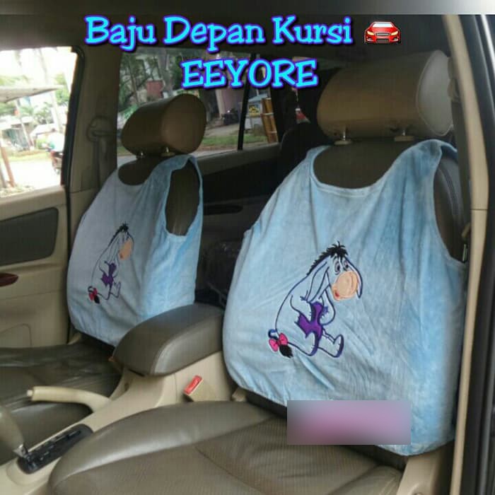 Set SARUNG bantal headrest sandaran kepala jok leher kursi mobil EeYoRe EYORE BIRU 8 X