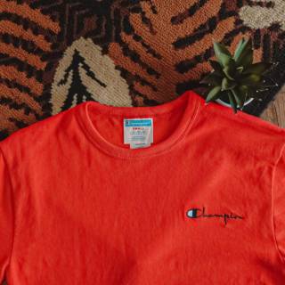  Champion  Heritage  Life s Mini Script Tee Red Kaos  