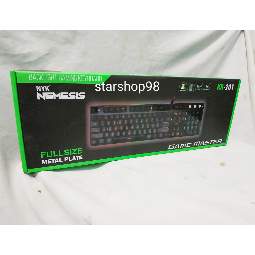 NYK Nemesis Keyboard Gaming KR-201 RGB Game Master KR201 Metal Plate