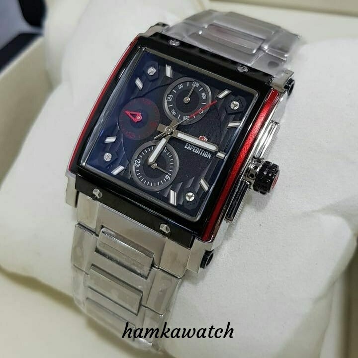 jam tangan / Watch_Id wanita Expedition original E-6731 silver black-red