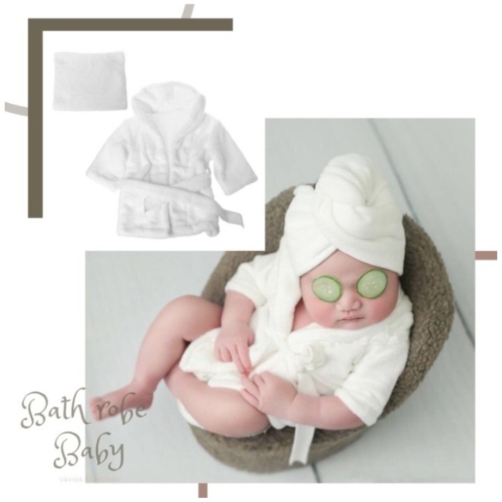 Kostum Handuk Bayi Fotografi Newborn (1 Set Handuk + Jubah Mandi Bayi) untuk Foto