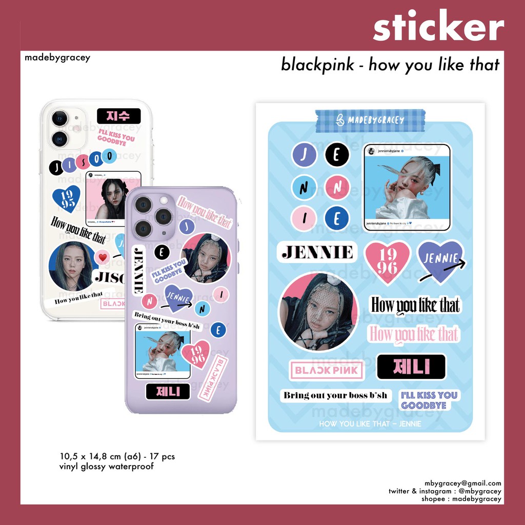 

[READY] Sticker Blackpink - How You Like That Jennie Lisa Rose Jisoo Laptop Tumblr Sticker Case