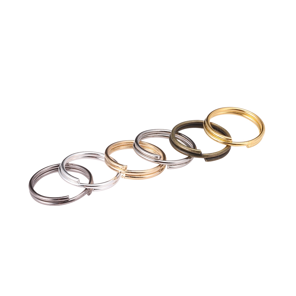 200pcs / Lot 4 / 5 / 6 / 7 / 8 / 10 / 12 / 14 / 16 / 20mm Ring Konektor Double Loops Warna Silver / Gold Untuk Membuat Perhiasan Diy