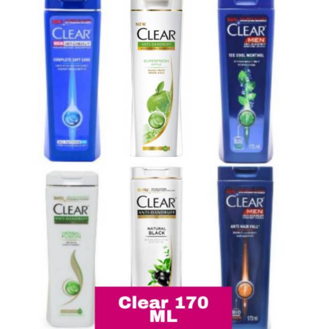 Clear Shampoo  170 ML sampo Herbal fusion / anti hairfall/ Complete Soft Care / ice cool menthol
