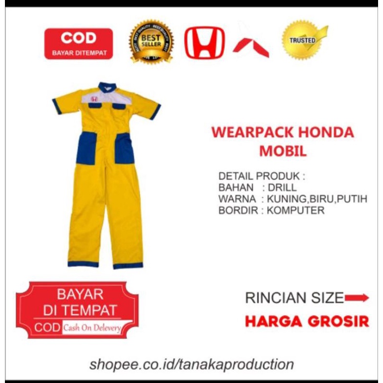 Wearpack Mekanik Honda Mobil / Seragam Mobil / Honda Mobil / Wearpack Honda Mobil
