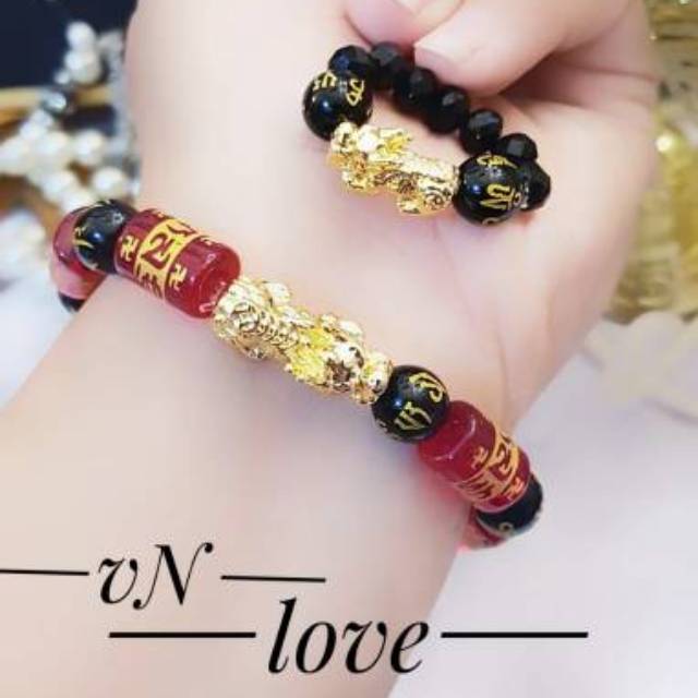 xuping gelang cincin pixiu merah lapis emas 24k 2827