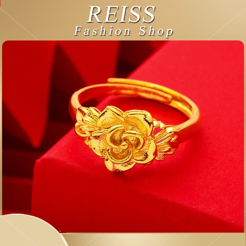 Reiss Cincin Emas Asli Bentuk Bunga 2g Untuk Perhiasan Dewasa