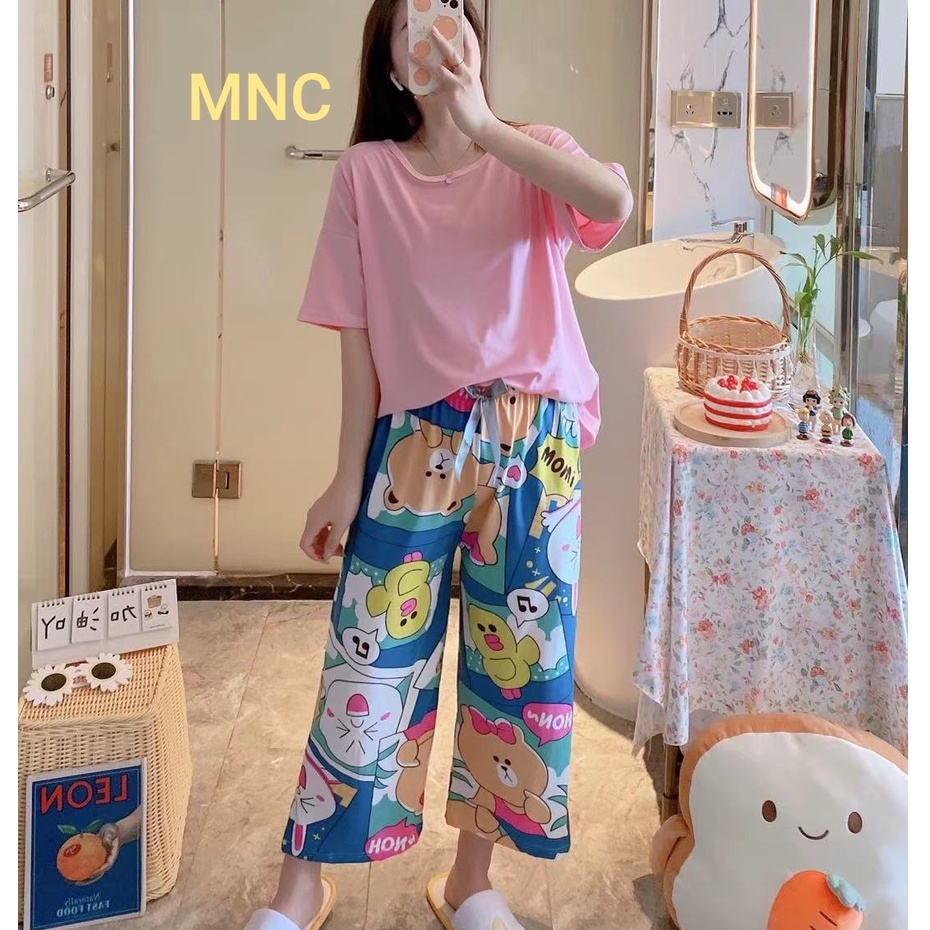 SETELAN CELANA SETCEL ONE SET OOTD 7 8 KAOS PIYAMA SET BAJU TIDUR HARIAN OVERSIZE POLOS WANITA DEWASA LENGAN PENDEK CP SPANDEK IMPORT STELAN PIAMA KAOS ATASAN TIDUR HITAM CEWEK GADIS REMAJA ANAK PEREMPUAN BAJU RUMAHAN SANTAI FASHION PAKAIAN TIDUR WANITA-7/8Kombi PINK