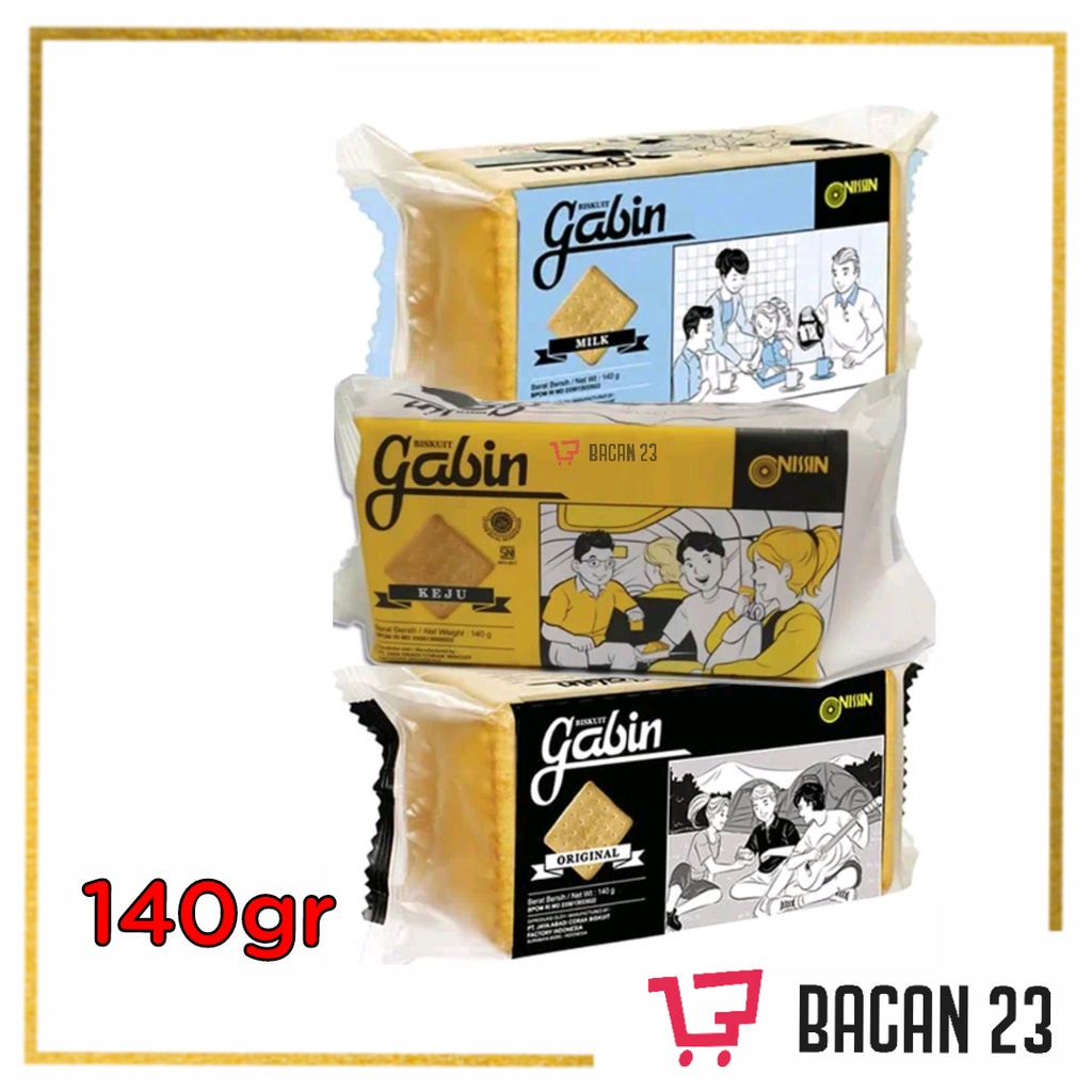 Gabin Nissin Biscuit (140gr) ( Keju - Original  - Milk ) / Biskuit Wafer Gabin / Bacan23 - Bacan 23