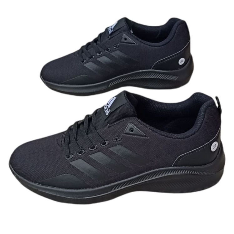 Sepatu sport full hitam/hitam polos/sepatu sekolah