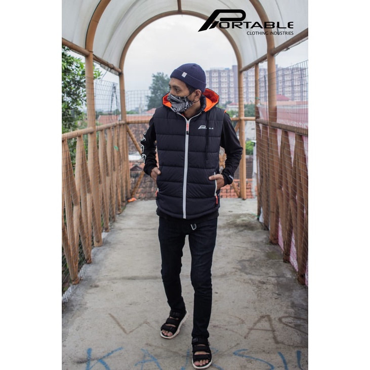 Jaket Rompi Pria keren Rompi Vest Motor Anti Angin Bahan Waterproof-Navy