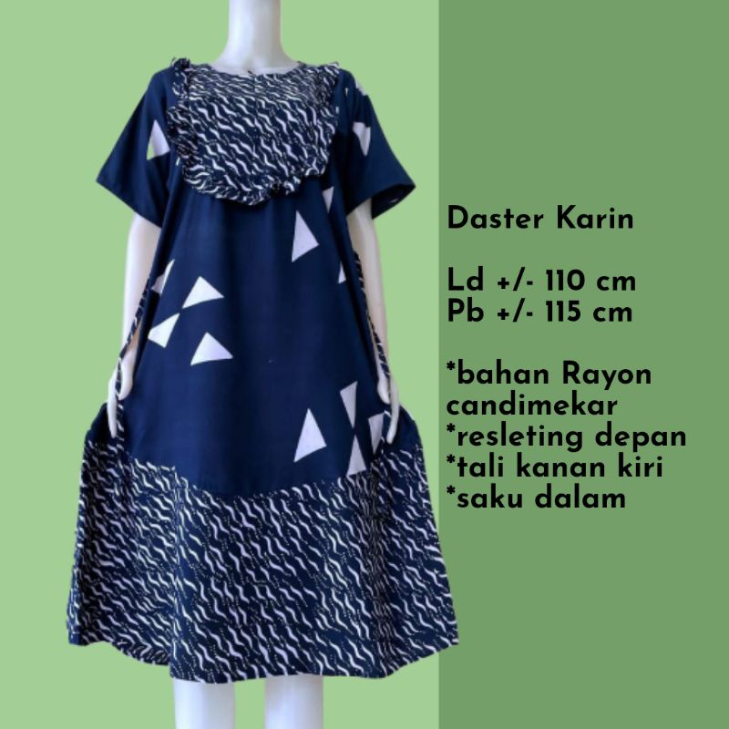 Daster Lengan Pendek Karin Canda Ld 110 Terbaru Kekinian Bahan Rayon Samitex Tebal Busui Resleting D
