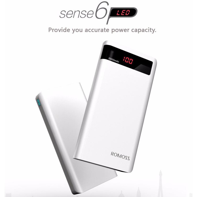 Romoss Sense 6P PowerBank 20000mAh dengan LCD Display 5V 2.1A